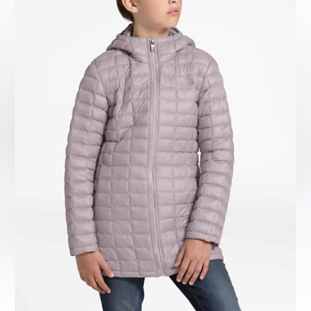 The North Face Girls' Quilted Hooded Puffer Jacket in Light Lavender
